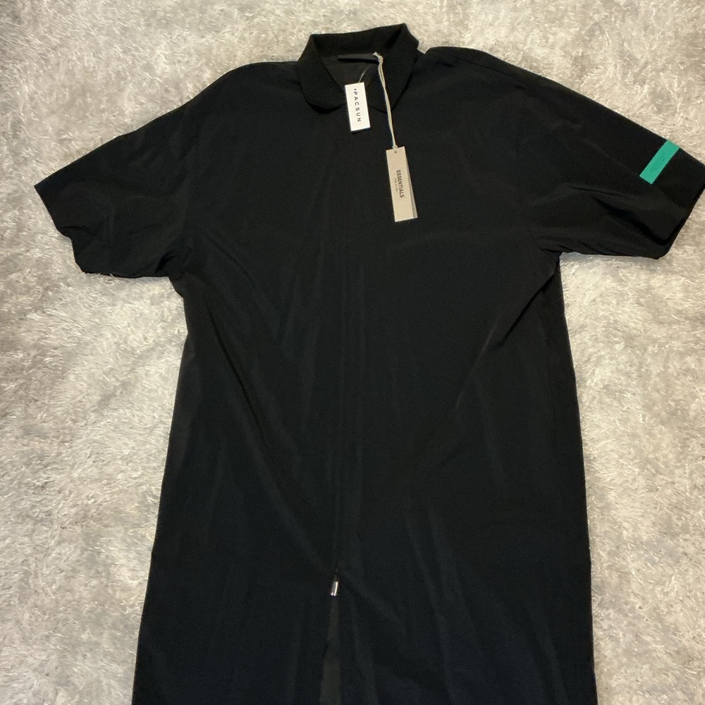 RARE NWT Essentials Fear of God Black Shirt Jacket with Green Accent
